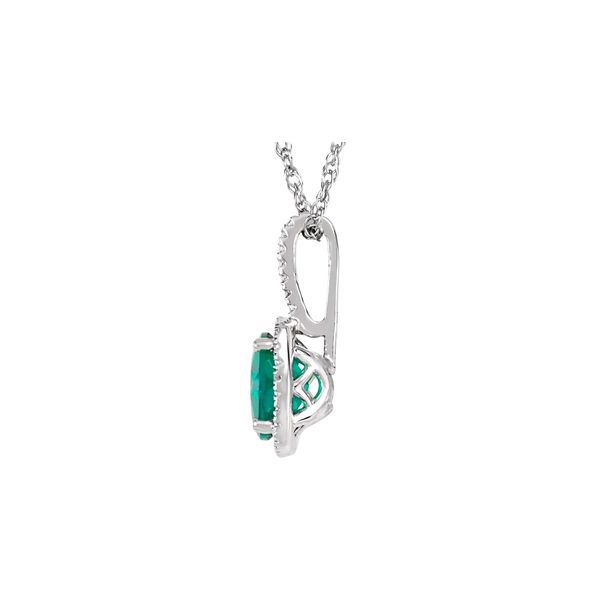 Sterling Silver 0.015ctw Lab Emerald May Birthstone Diamond Pendant 18