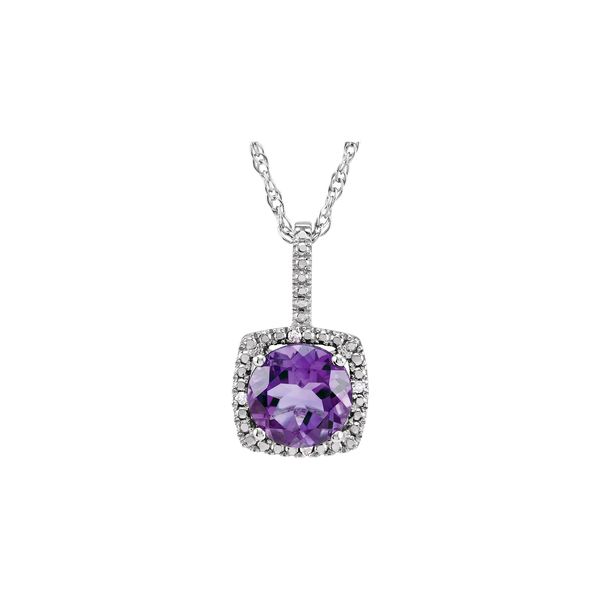 Sterling Silver 0.015ctw Diamond Amethyst February Birthstone 18