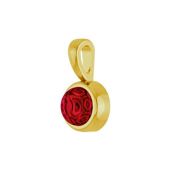 14K Yellow Gold 4mm Round Cabochon Lab-Grown Ruby Bezel-Set Pendant Raleigh Diamond Fine Jewelry Raleigh, NC