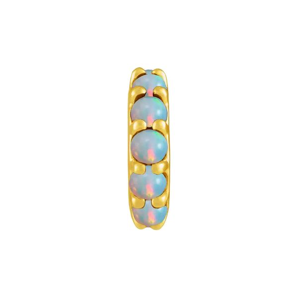 14K Yellow Gold Natural Ethiopian Opal Cabochon Spacer Charm Pendant Image 2 Raleigh Diamond Fine Jewelry Raleigh, NC