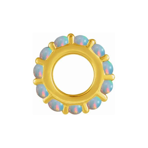 14K Yellow Gold Natural Ethiopian Opal Cabochon Spacer Charm Pendant Raleigh Diamond Fine Jewelry Raleigh, NC