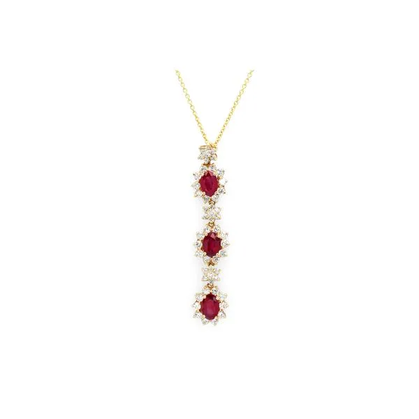 14K Yellow Gold 1.57ctw Diamonds & 2.46ctw Rubies Necklace Raleigh Diamond Fine Jewelry Raleigh, NC