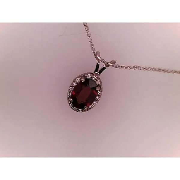 14K White Gold 0.90ct Diamond Colored Stone Halo Necklace Raleigh Diamond Fine Jewelry Raleigh, NC