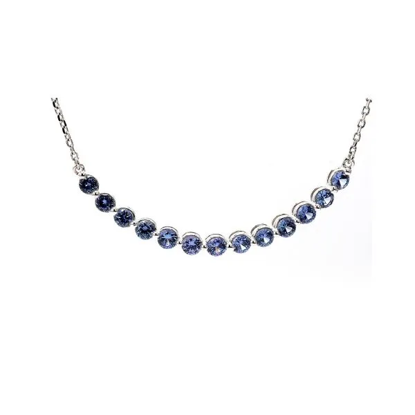 14K White Gold 0.50ctw Yogo Montana Sapphire Smile Necklace Raleigh Diamond Fine Jewelry Raleigh, NC