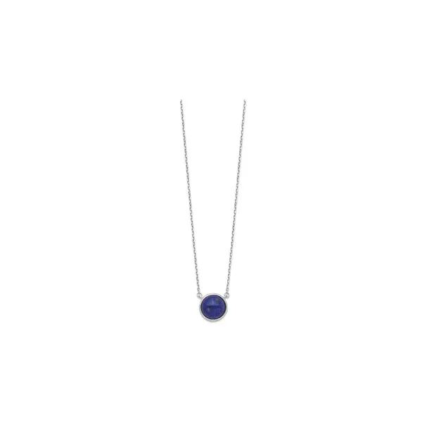 Sterling Silver Round Natural Lapis 17.5