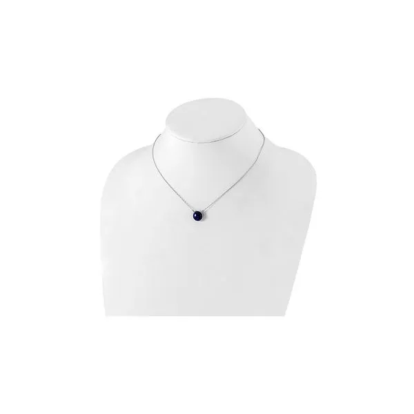 Sterling Silver Round Natural Lapis 17.5