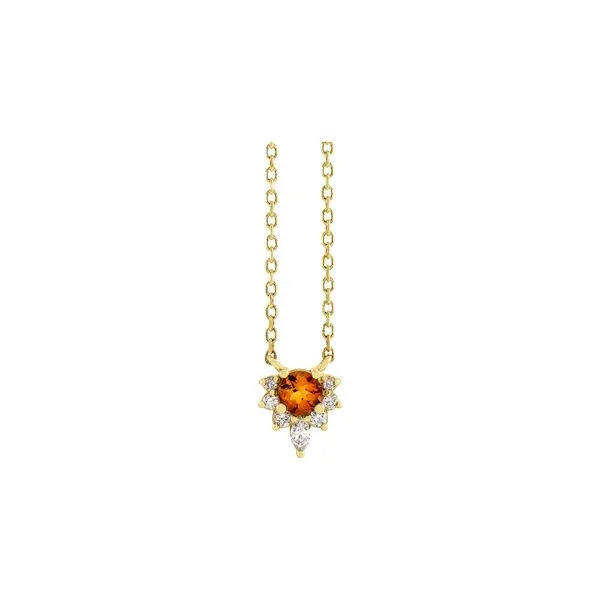 14K Yellow Gold 3.5mm 0.08ctw Natural Citrine Natural Diamond G-H/I1 18