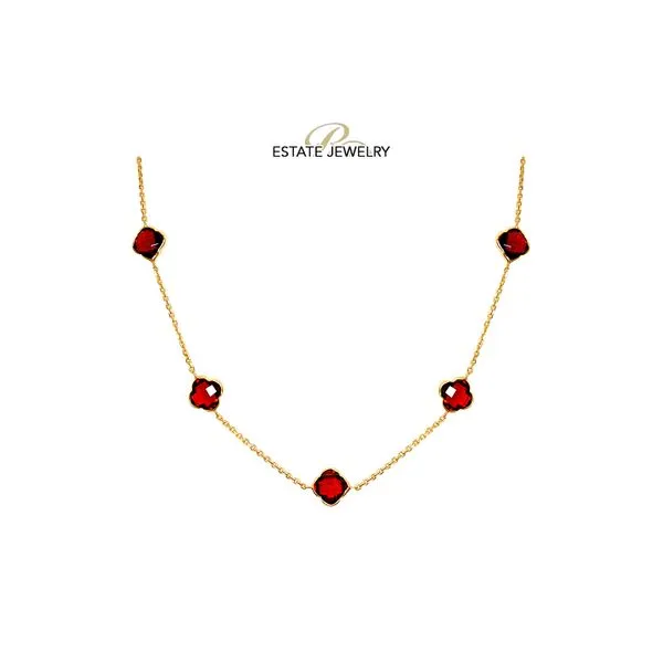 Estate 14K Yellow Gold 5-Stone 14.0cttw Checkerboard Cut Garnet Bezel 18