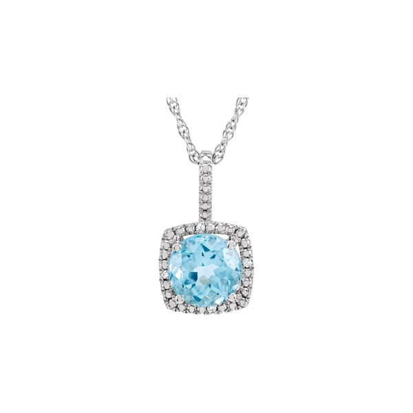 Sterling Silver 0.015ctw Diamonds Blue Topaz December Birthstone Necklace Raleigh Diamond Fine Jewelry Raleigh, NC
