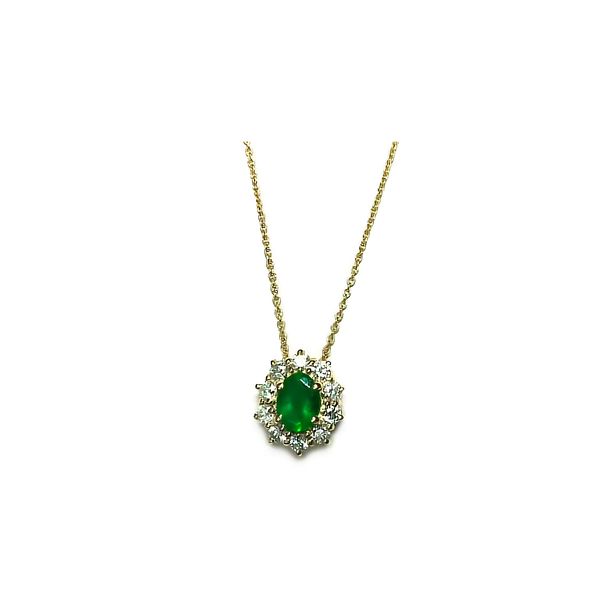 14K YellowGold 0.25ctw Diamond 0.33ctw Emerald 18