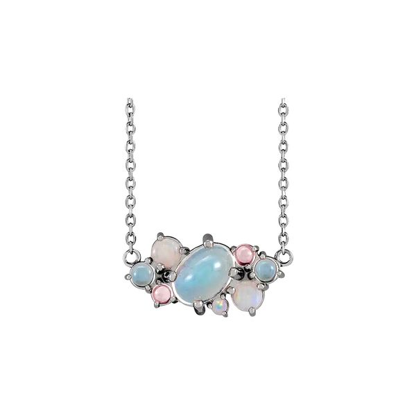 Sterling Silver Natural Rainbow Moonstone Scattered 18
