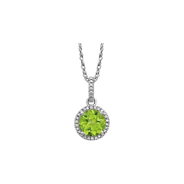 Sterling Silver 0.01ctw Diamond Round Peridot August Birthstone 18