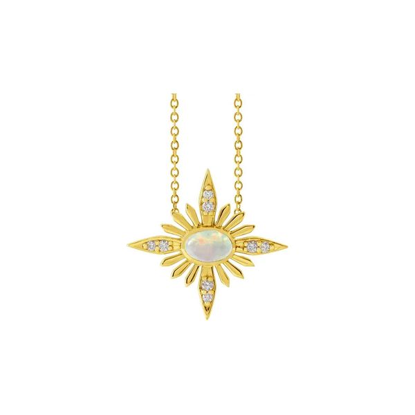 14K Yellow Gold Natural Ethiopian Opal & 0.08ctw Diamond 16-18