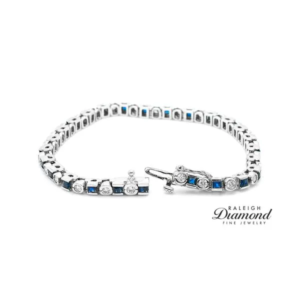 Estate 14K White Gold Sapphires and Diamonds Bracelet Image 2 Raleigh Diamond Fine Jewelry Raleigh, NC