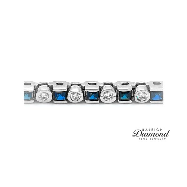 Estate 14K White Gold Sapphires and Diamonds Bracelet Image 3 Raleigh Diamond Fine Jewelry Raleigh, NC