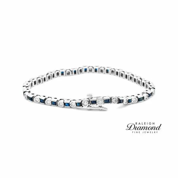 Estate 14K White Gold Sapphires and Diamonds Bracelet Raleigh Diamond Fine Jewelry Raleigh, NC