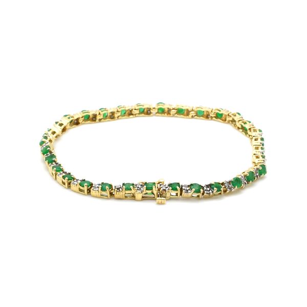 Estate 14K Yellow Gold Tennis Bracelet with Emeralds and Diamonds Raleigh Diamond Fine Jewelry Raleigh, NC