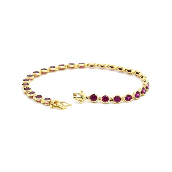 Estate 14K Yellow Gold Pink Tourmalines Vintage Bracelet Image 2 Raleigh Diamond Fine Jewelry Raleigh, NC