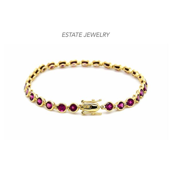 Estate 14K Yellow Gold Pink Tourmalines Vintage Bracelet Raleigh Diamond Fine Jewelry Raleigh, NC