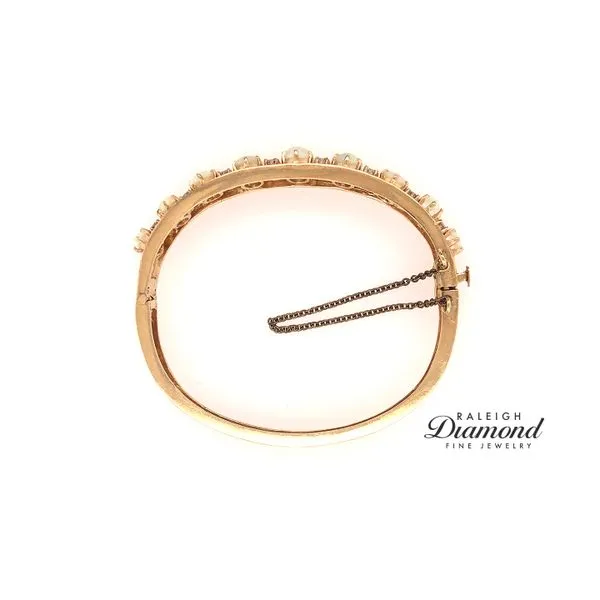 Estate 14K Yellow Gold Bangle Bracelet with Opals and Diamonds Image 3 Raleigh Diamond Fine Jewelry Raleigh, NC