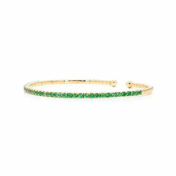 14K Yellow Gold 1.50ctw Tsavorite Garnet Bangle Bracelet Image 2 Raleigh Diamond Fine Jewelry Raleigh, NC