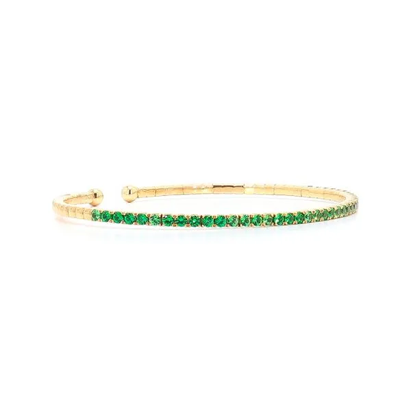 14K Yellow Gold 1.50ctw Tsavorite Garnet Bangle Bracelet Image 3 Raleigh Diamond Fine Jewelry Raleigh, NC