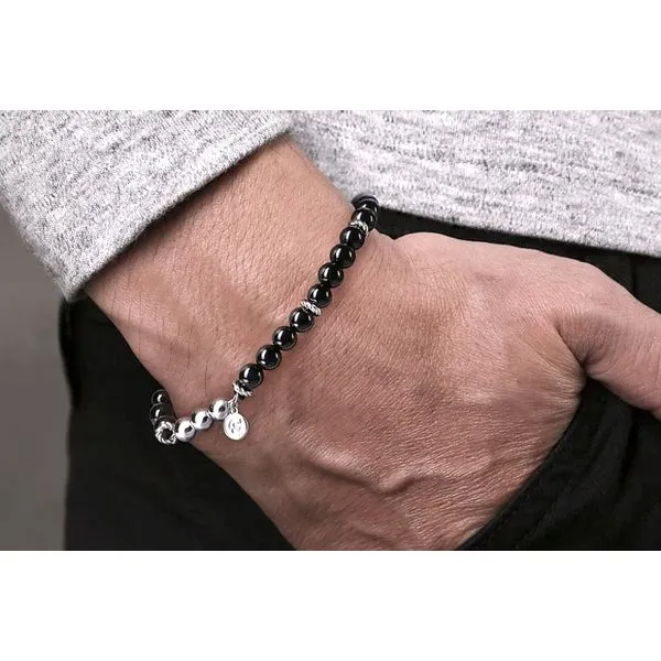 925 Sterling Silver Black Onyx Beaded Bracelet Size 8 Image 2 Raleigh Diamond Fine Jewelry Raleigh, NC