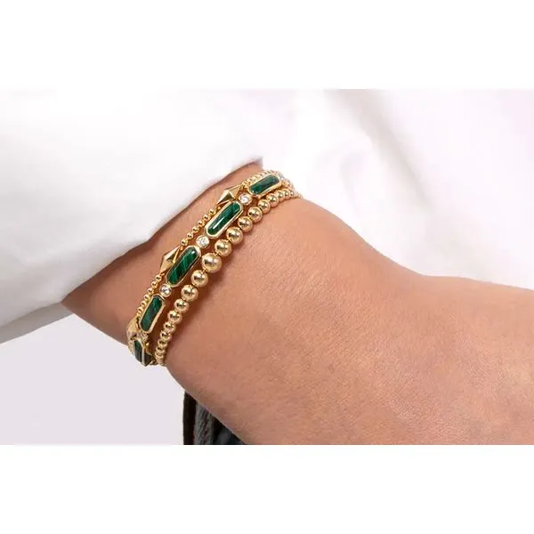 14K Yellow Gold 0.21ctw NC/SI+ Diamond and Malachite 6.25
