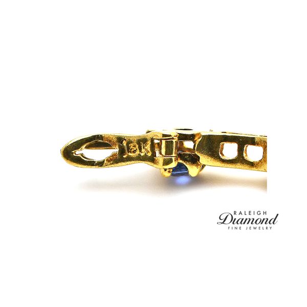 Estate 18K Yellow Gold Bracelet with Diamonds & Blue Sapphires Image 4 Raleigh Diamond Fine Jewelry Raleigh, NC