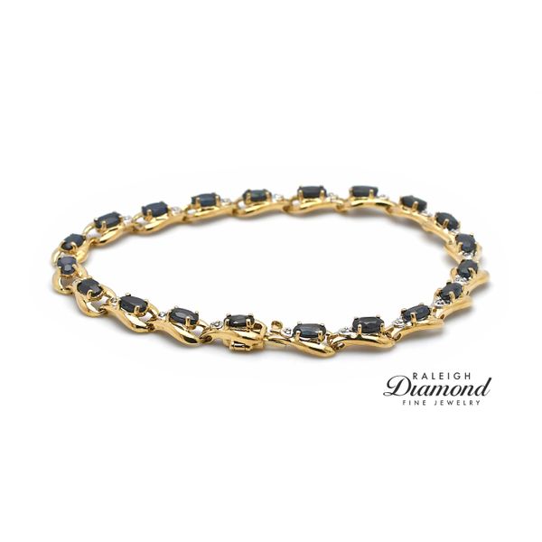 Estate 10K Yellow Gold Bracelet with Diamonds & Sapphires Raleigh Diamond Fine Jewelry Raleigh, NC