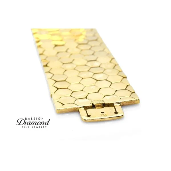 Estate 18K Yellow Gold Buckle Bracelet with Sapphires & Diamonds Image 3 Raleigh Diamond Fine Jewelry Raleigh, NC