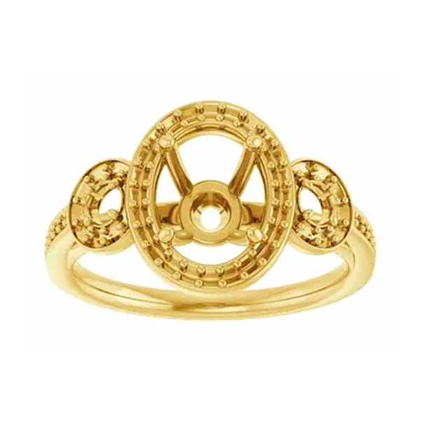 14K Yellow 8x6 mm Oval Three Stone Pink Sapphire Ring Image 2 Raleigh Diamond Fine Jewelry Raleigh, NC