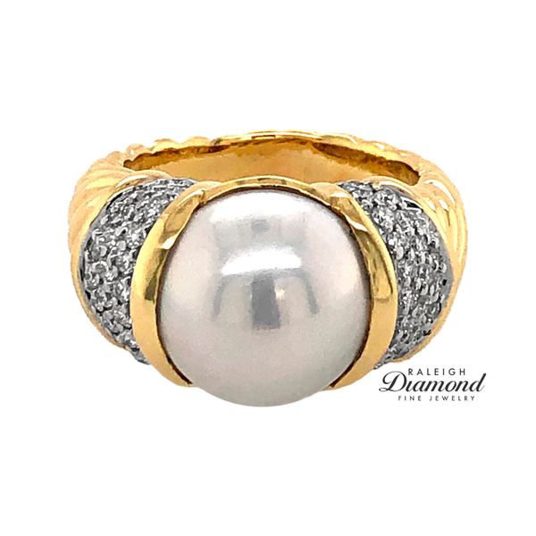 Estate David Yurman 18K Yellow Gold Pearl and Diamond Ring Image 2 Raleigh Diamond Fine Jewelry Raleigh, NC