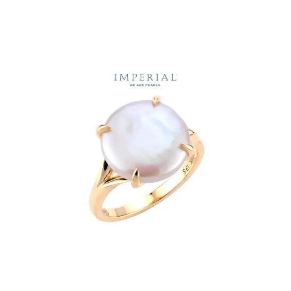 14K Yellow Gold 12-13mm Freshwater Cultured Pearl Coin Ring Size 7 Raleigh Diamond Fine Jewelry Raleigh, NC