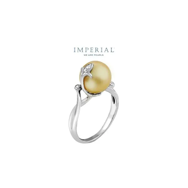 Sterling Silver 10-11mm Golden South Sea Pearl & White Topaz Ring Raleigh Diamond Fine Jewelry Raleigh, NC