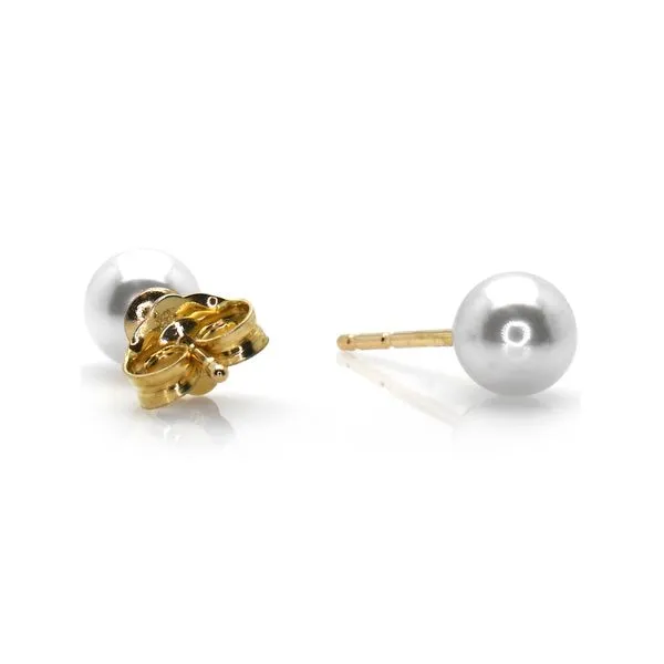 14K Yellow Gold Akoya Pearl Stud Earrings Image 2 Raleigh Diamond Fine Jewelry Raleigh, NC