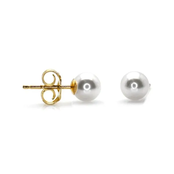 14K Yellow Gold Akoya Pearl Stud Earrings Raleigh Diamond Fine Jewelry Raleigh, NC