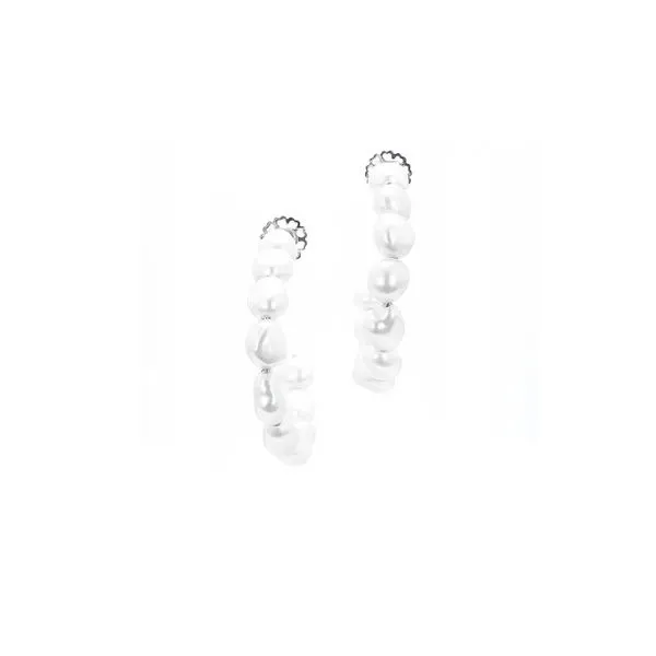 8-9mm Imperial Pearl Baroque FW Pearl 45mm Hoop Earrings Image 2 Raleigh Diamond Fine Jewelry Raleigh, NC