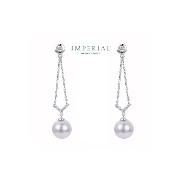 Imperial 14K White Gold Akoya Pearl & Diamond Dangle Earrings Raleigh Diamond Fine Jewelry Raleigh, NC