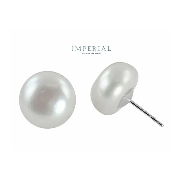 14K White Gold 10.5-11mm Freshwater Button Stud Pearl Earrings Raleigh Diamond Fine Jewelry Raleigh, NC