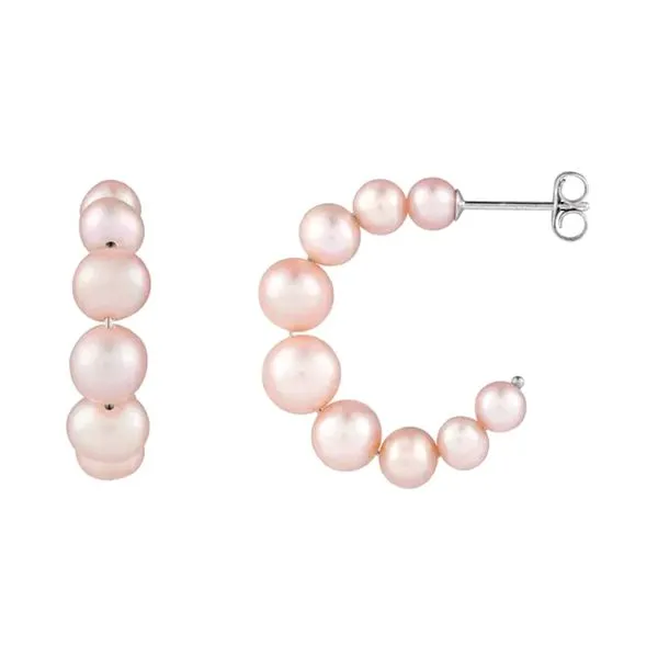 Sterling Silver Cultured White Freshwater Pearl 25.0mm Hoop Earrings Raleigh Diamond Fine Jewelry Raleigh, NC