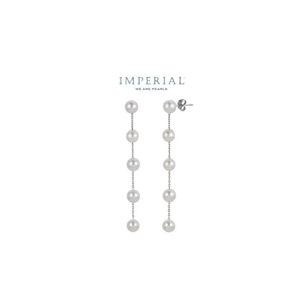 14K White Gold 6-6.5mmm AA Freshwater Cultured Dangle Pearl Earrings Raleigh Diamond Fine Jewelry Raleigh, NC