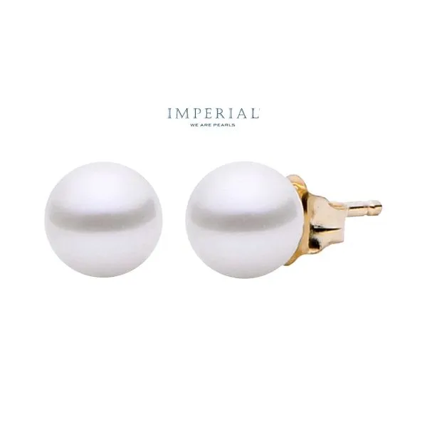 14K Yellow Gold 5mm AA Freshwater Pearl Stud Earrings