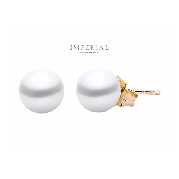 14K Yellow Gold 6mm Freshwater Pearl Stud Earrings