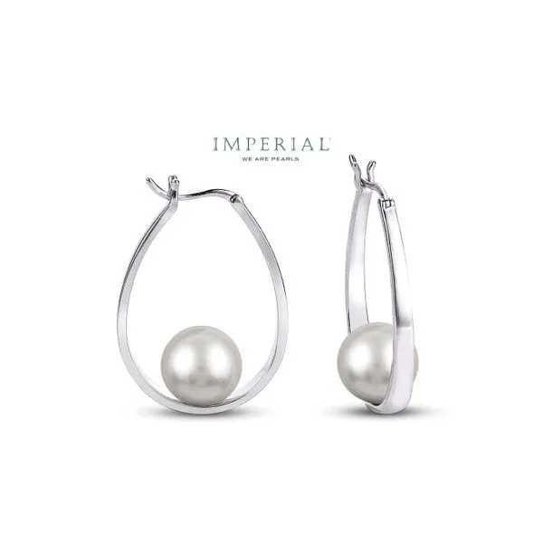 Sterling Silver 10-11mm Windsor FW Cult Pearl 31mm Hoop Earrings Raleigh Diamond Fine Jewelry Raleigh, NC