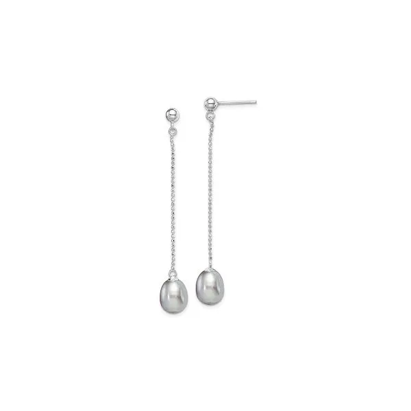 Sterling Silver RH-plated 7-8mm Grey FWC Pearl Post Dangle Earrings Raleigh Diamond Fine Jewelry Raleigh, NC