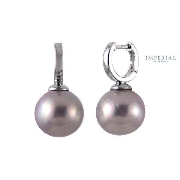 Sterling Silver 11-12mm Natural Pink FreshWater Cultured Pearl Huggie Hoop Earrings Raleigh Diamond Fine Jewelry Raleigh, NC