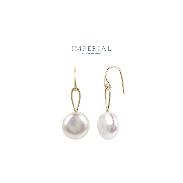 14K Yellow Gold 11-12.0 mm Coin Pearl Hook Dangle Earrings Raleigh Diamond Fine Jewelry Raleigh, NC