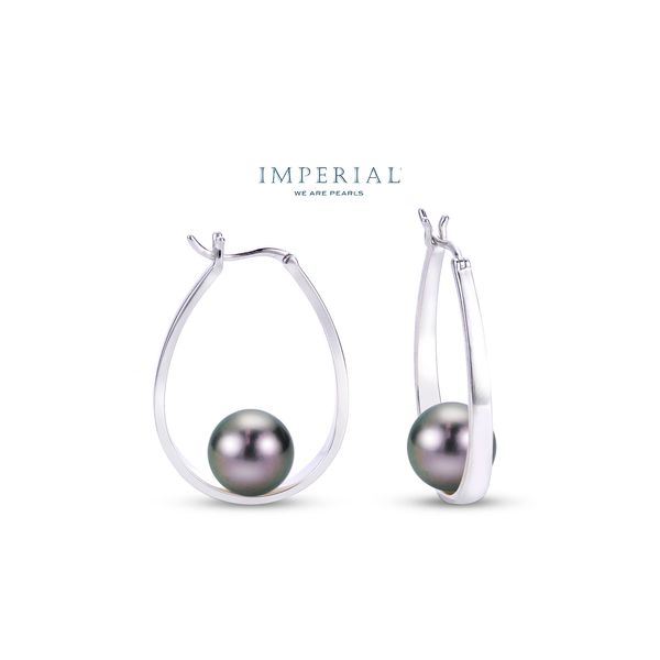Sterling Silver 10-11.0 mm Tahitian Cultured Pearl 31.0 mm Oval Hoop Earrings Raleigh Diamond Fine Jewelry Raleigh, NC