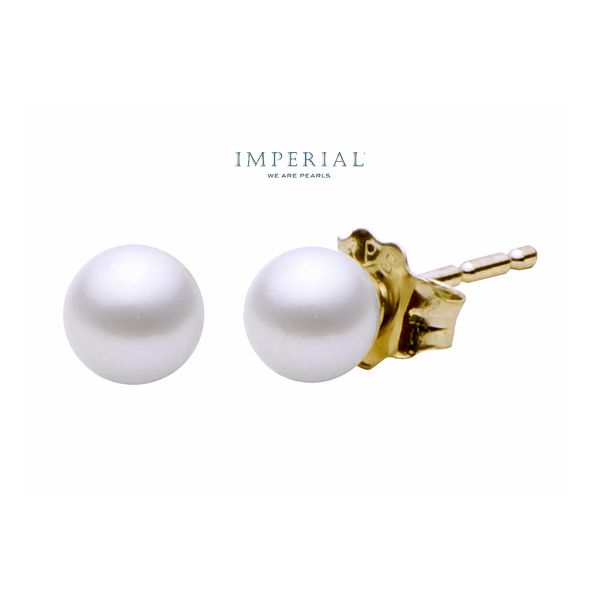 14K Yellow Gold 4.0 mm Freshwater Pearl Stud Earrings Raleigh Diamond Fine Jewelry Raleigh, NC
